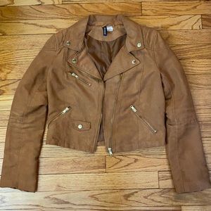 Cropped Faux-Suede Moto Jacket